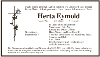 Traueranzeige von Herta Eymold von Pegnitz-Zeitung